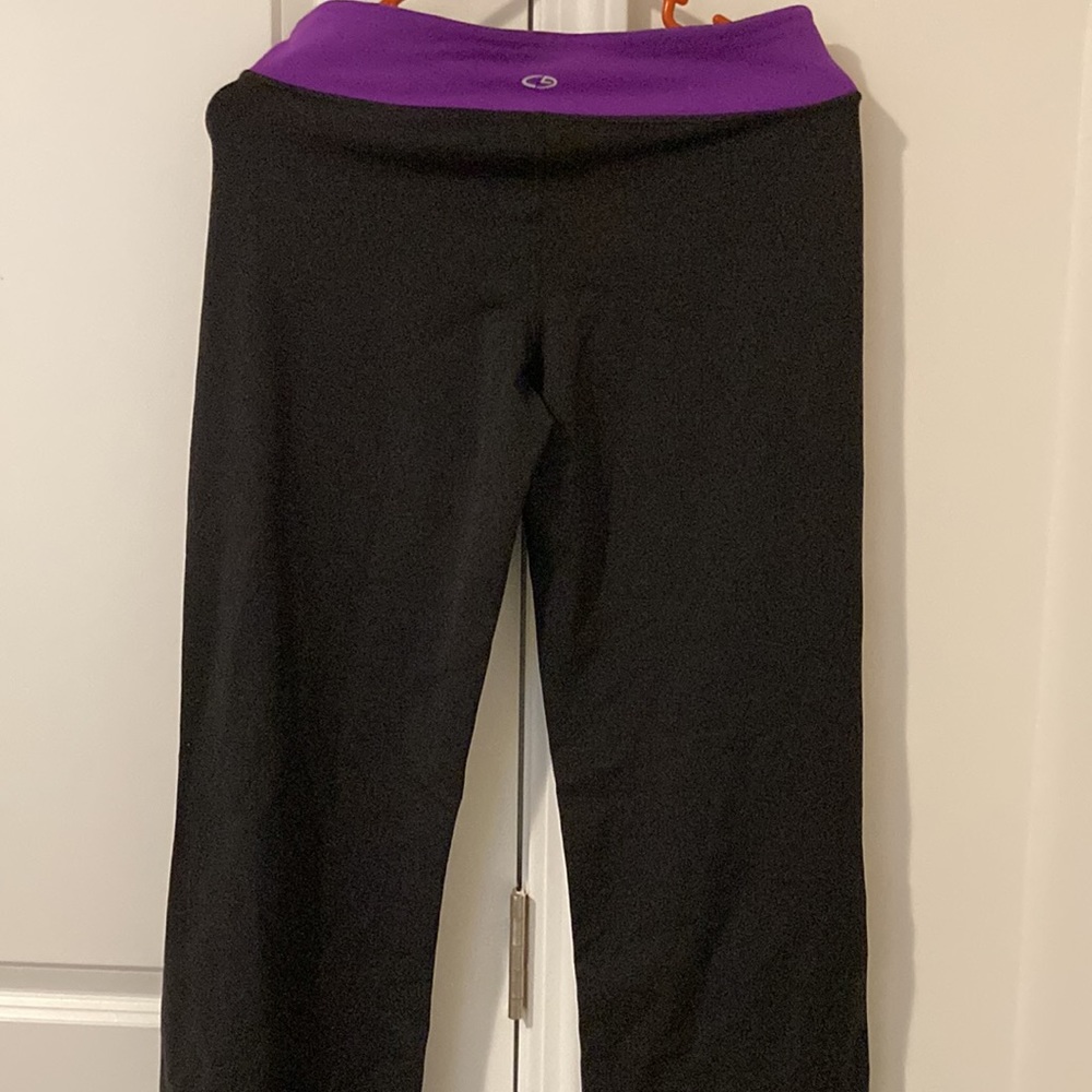 Champion Women’s Yoga style pants- black with purple waistband.  Size Small - Picture 6 of 9